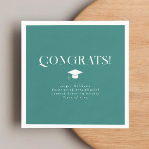 Modern Minimal Chic Graduation Party Teal Napkins
