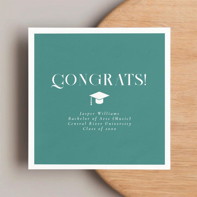 Modern Minimal Chic Graduation Party Teal Napkins (Creator Uploaded)