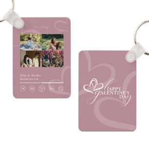 Modern Minimal Chic Music Player Photo Galentines Keychain