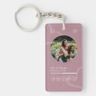 Modern Minimal Chic Music Player Photo Galentines Keychain