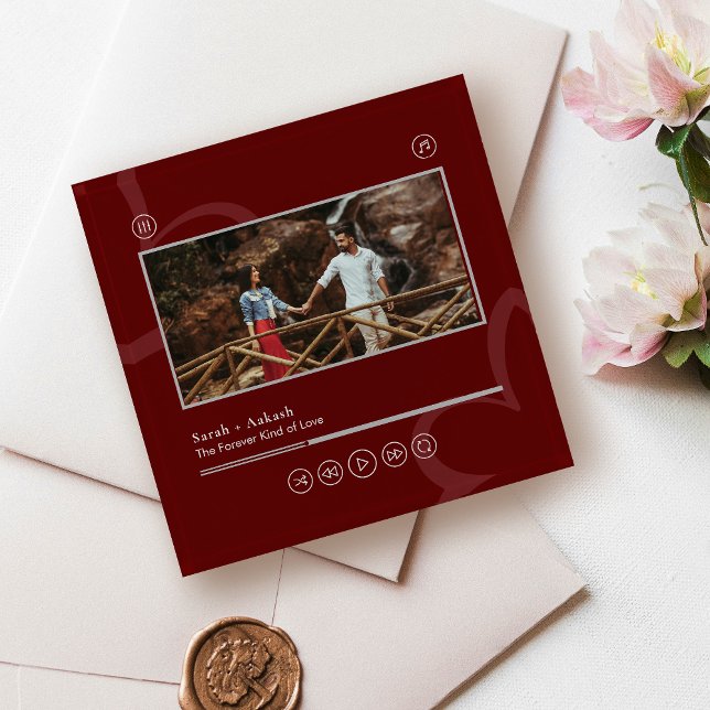 Modern Minimal Chic Music Player Photo Valentine's Paperweight (Creator Uploaded)