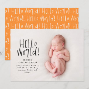 Modern minimal chic orange typography photo announcement