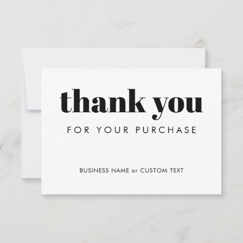 Modern Minimal Chic Purchase Order Small Business Thank You Card