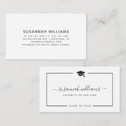 Modern Minimal Chic Script Graduation Calling Card | Zazzle