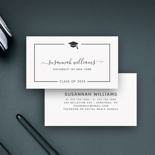 Modern Minimal Chic Script Graduation Calling Card
