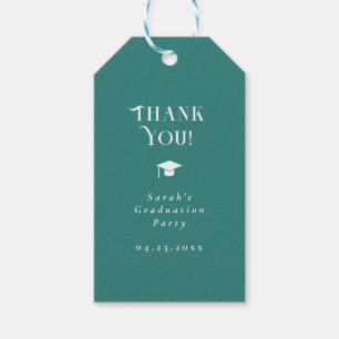 Modern Minimal Chic Script Graduation Party Teal Gift Tags