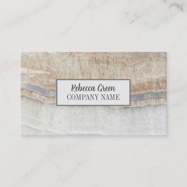 Modern Minimal Chic Stylish Fashion Beige Marble  Business Card (Front)