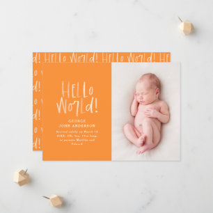 Modern minimal chic typography photo birth announcement
