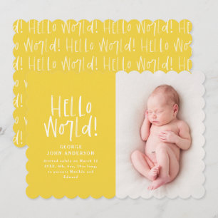 Modern minimal chic typography photo birth announcement