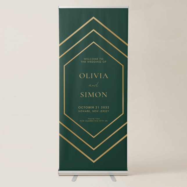 Modern Minimal Chic Wedding Welcome Retractable Banner (Front)