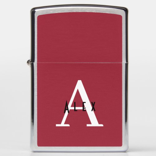 Modern Minimal Chili Pepper Red Monogram Zippo Lighter