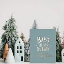 Modern minimal Christmas baby blue elegant Foil Foil Holiday Postcard