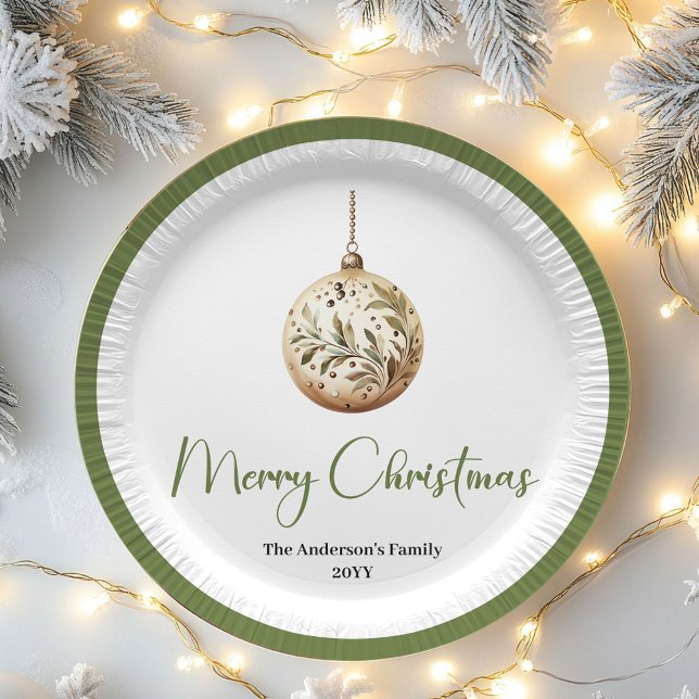 Modern Minimal Christmas Custom Family Paper Plate (Modern Minimal Christmas Custom Family Paper Plates)