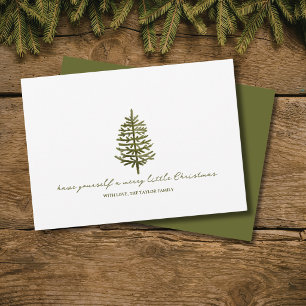 modern minimal Christmas evergreen tree holiday Card