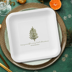 modern minimal Christmas evergreen tree holiday Paper Plates