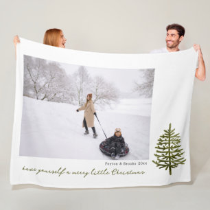 modern minimal Christmas evergreen tree photo Fleece Blanket