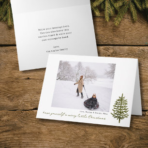 modern minimal Christmas evergreen tree photo Holiday Card