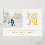 Modern minimal Christmas  Foil Holiday Card<br><div class="desc">Modern minimal joyful Christmas photo holiday foil card. Beautiful bold graphic typography design. Part of a collection.</div>