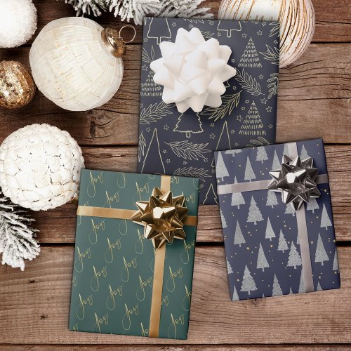Modern Minimal Christmas Holiday Wrapping Paper Sheets