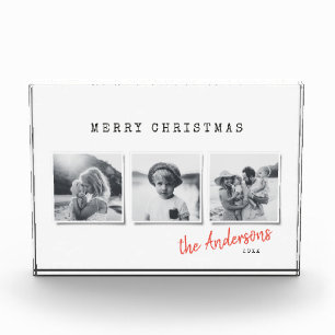 Modern minimal Christmas multi photo holiday Block
