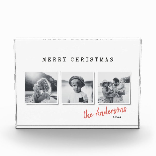 Modern minimal Christmas multi photo holiday Block (Front)