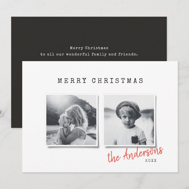 Modern minimal Christmas multi photo Holiday Card (Front/Back)