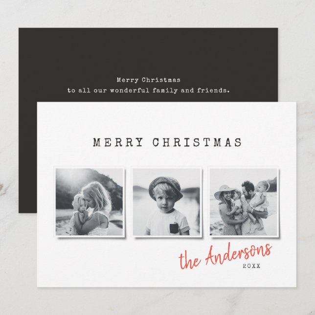 Modern minimal Christmas multi photo Holiday Card (Front/Back)