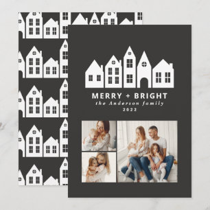 Modern minimal Christmas Nordic houses 3 photo Hol Holiday Card