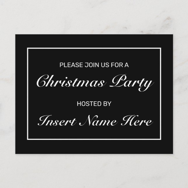 Modern Minimal Christmas Party Invitation Postcard (Front)