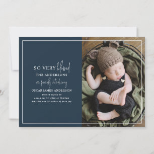 Modern minimal Christmas photo birth announcement