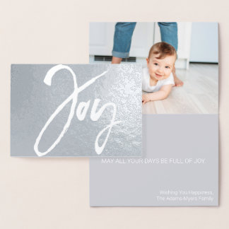 Modern Minimal Christmas Photo Card Joy Foil