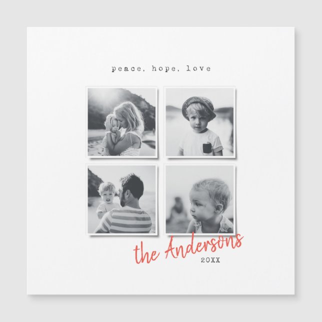 Modern minimal Christmas photo holiday magnet card (Front)