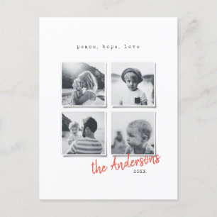 Modern minimal Christmas photo Holiday Postcard