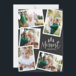 Modern minimal Christmas rustic multi photo Holiday Card<br><div class="desc">Modern minimal Christmas rustic stylish 5 photo holiday card. With modern hand drawn text and trees.</div>