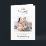 Modern minimal Christmas rustic one photo holiday<br><div class="desc">Merriest Christmas rustic one photo holiday card. With modern hand drawn text and trees. Backer color can be customized.</div>