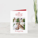 Modern minimal Christmas rustic red multi 1 photo Holiday Card<br><div class="desc">Modern minimal Christmas rustic stylish multi photo holiday card. With modern hand drawn text and trees. Red backer color can be customized.</div>