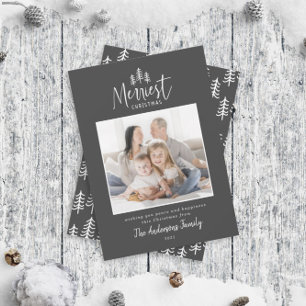 Modern minimal Christmas rustic stylish 1 photo Holiday Card