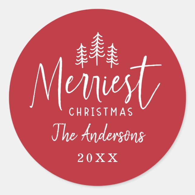 Modern minimal Christmas rustic typography Classic Round Sticker (Front)