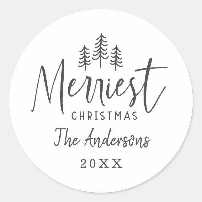 Modern minimal Christmas rustic typography Classic Round Sticker (Front)
