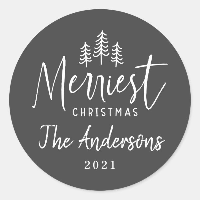 Modern minimal Christmas rustic typography Classic Round Sticker (Front)