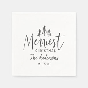 Modern minimal Christmas rustic typography  Napkins