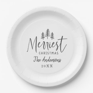 Modern minimal Christmas rustic typography Paper Plates