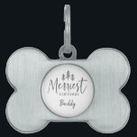 Modern minimal Christmas rustic typography  Pet ID Tag<br><div class="desc">Merriest Christmas rustic typography holiday design. With modern hand drawn text and trees. Color can be customized.</div>