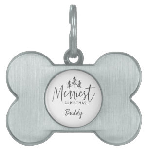 Modern minimal Christmas rustic typography Pet ID Tag