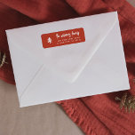 Modern Minimal Christmas Tree Family Name Red Label<br><div class="desc">A simple return address label, perfect for all your seasonal mail. The label is a boho red color, with a white Christmas tree on one side, and your family name and contact details on the other. Your name is written in modern script lettering, and your return address is printed in...</div>