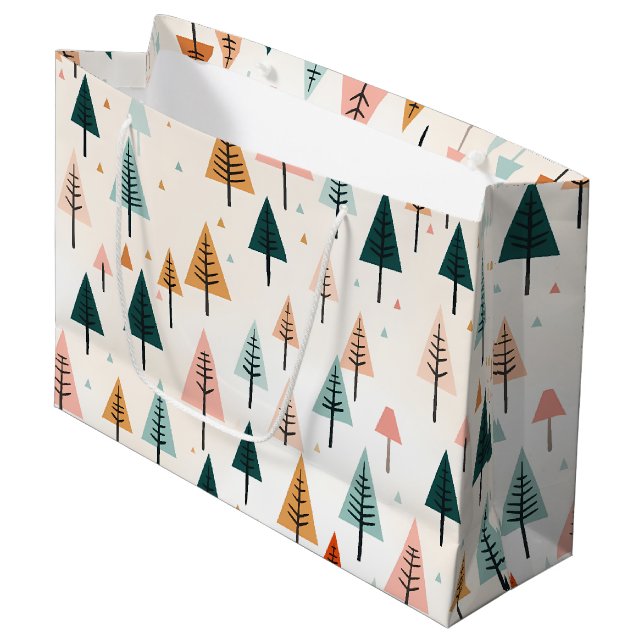 Modern Minimal Christmas Tree Large Gift Bag (Front Angled)