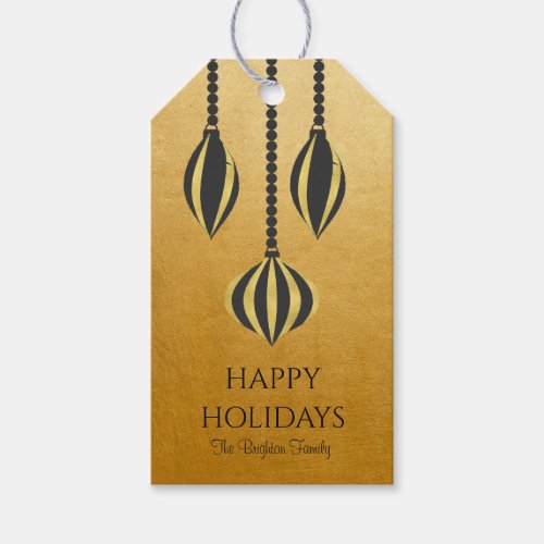 Modern Minimal Christmas Tree Ornaments Gold Gift Tags