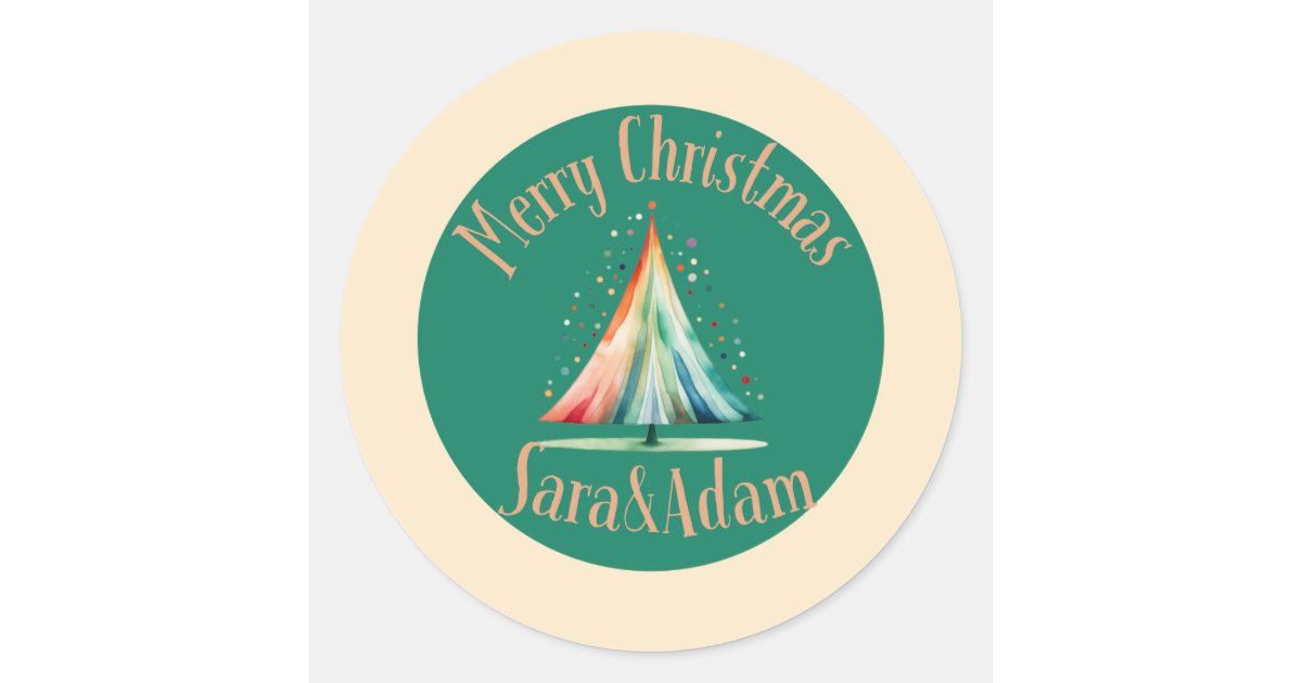 Modern Minimal Christmas Tree Water color Sticker Zazzle