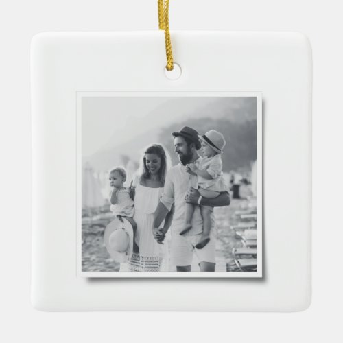 Modern minimal Christmas vintage family photo Ceramic Ornament