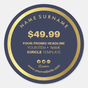 Modern Minimal Circle Promotional Marketing Price Classic Round Sticker